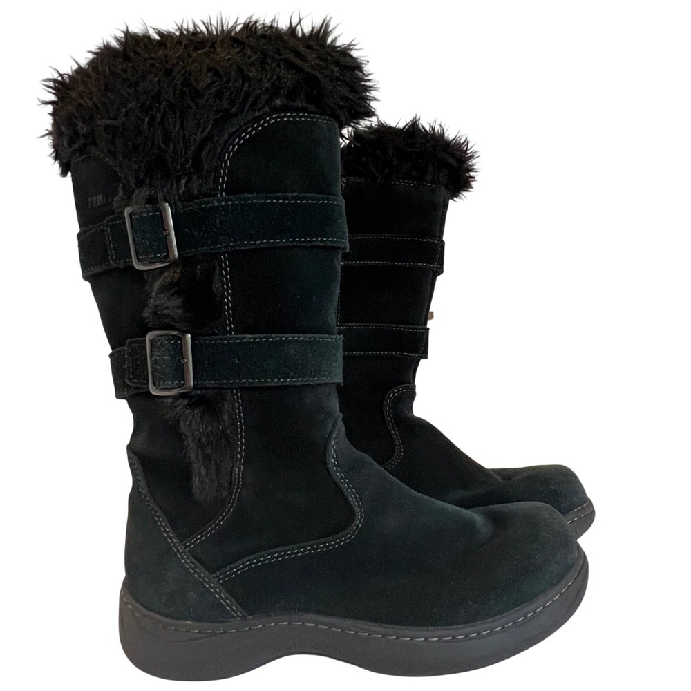 L.L. Bean TEK2.5 Waterproof 7.5 Winter Boots Womens Zip Black Suede Buckle Strap